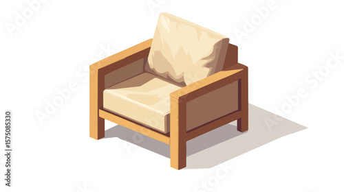 Luxurious Modern Wooden Armchair Isometric View Furniture Design