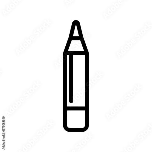 Simple black outline of a pencil on a solid background