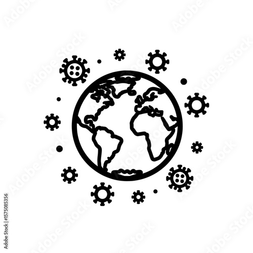 Earth and virus motif depicting global health concerns and awareness