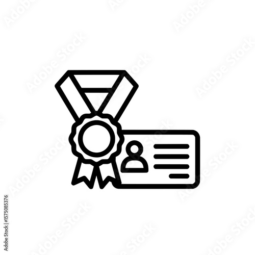 Medal and badge with user ID card for recognition and achievement