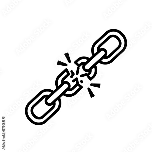 Broken chain link symbolizing disconnection or breakage in a secure system