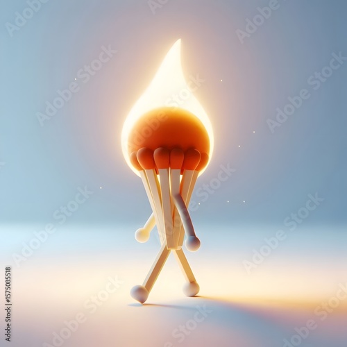 burning match on the fire