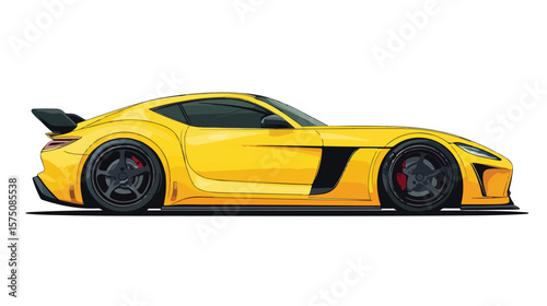 Sleek Modern Yellow Sedan Flat Vector Illustration