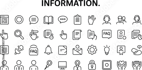 Wallpaper Mural A collection of line icons representing information and support related symbols Torontodigital.ca