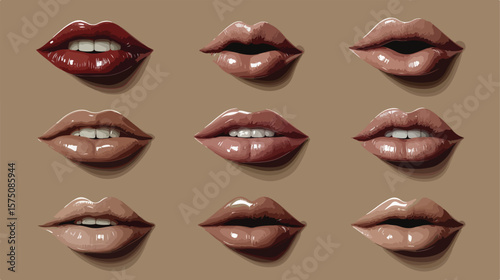 Expressive lips displaying body language emotions for stock photos