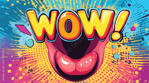 Expressive Female Lips with Speech Bubble for Wow Reactions