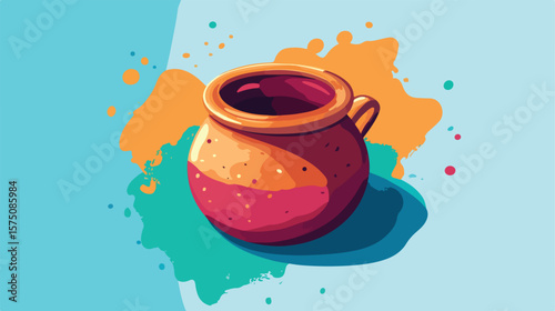 Colorful Mud Pot Icon Isolated on Vibrant Background