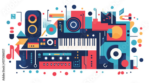 Modern Music Design Flat Vector Illustration