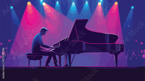 Mesmerizing Musician Playing Piano On Stage