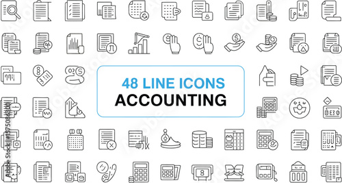 Wallpaper Mural Illustration of accounting line icons representing financial management elements Torontodigital.ca