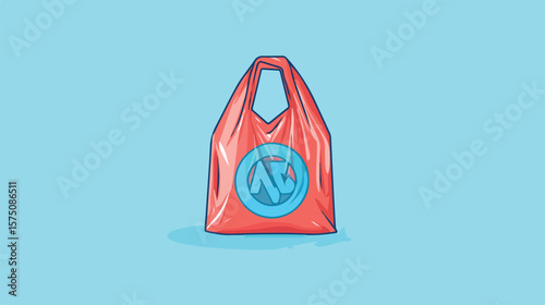 Editable Stroke No Plastic Bag Icon Illustration
