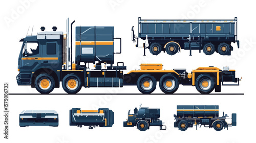 Modern Oil and Petroleum Truck Vector Design Isolated