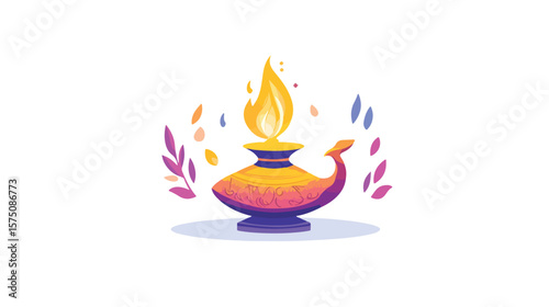 Enchanting Aladdin Magic Lamp Illustration for Fantasy Designs