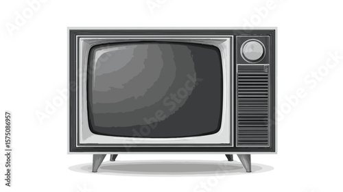 Vintage Old TV Simple Flat Vector Design Isolated on White