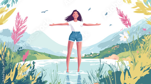 Happy young woman smiling and enjoying life