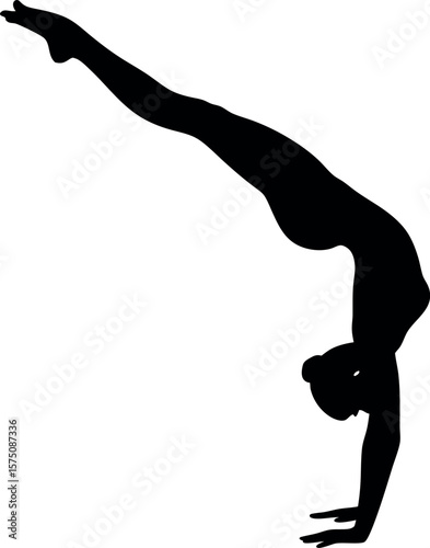 Silhouette of Female Gymnast in Tuck Jump