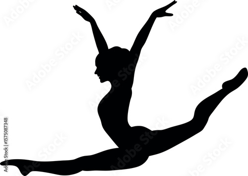 Female Silhouette in Tree Pose – Yoga Balance Vector Illustration