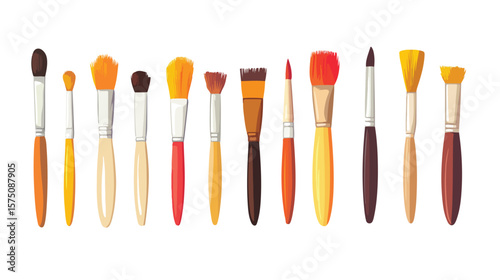 Professional Flat Vector Paint Brush Design on White Background