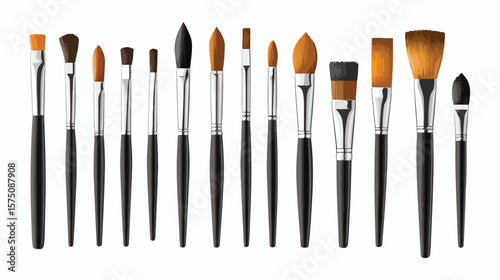 Professional Paint Brush Set on White Background Vector
