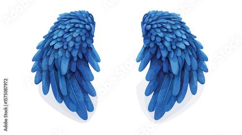 Stunning Blue Angel Wings Isolated On White Background