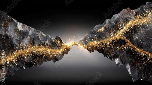 Golden Dust Between Rocks: A Digital Art Masterpiece