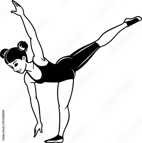 Vector Silhouette of Female Gymnast Holding Pose