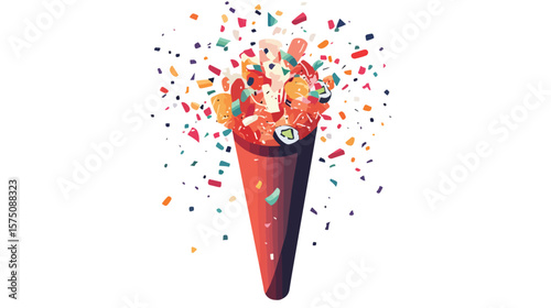 Colorful Party Popper Vector Design for Celebrations and Events