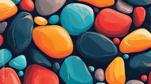 Smooth Stones and Pebbles Pattern Vector Background
