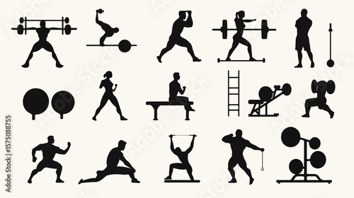 Home Exercise - Fitness Icon Collection for Healthy Lifestyle