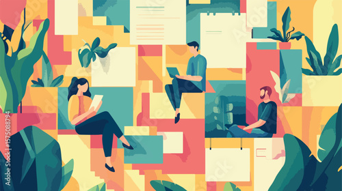 Team Planning and Scheduling on Calendar Vector Illustration