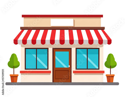 Flat illustration of a small business storefront with awning