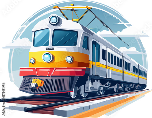 train on the white background