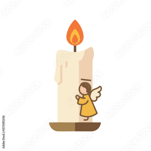Rosary Candle icon – Altar and Church Candles flat Vector illustration