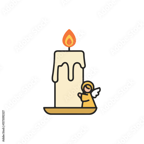 Rosary Candle icon – Altar and Church Candles flat Vector illustration