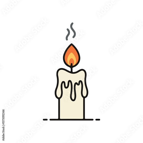 Candle with Thin Smoke icon – Altar and Church Candles flat Vector illustration