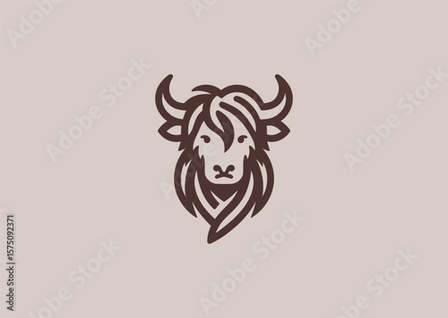 Yak head logo for mountain, endurance, or cultural brand identity.