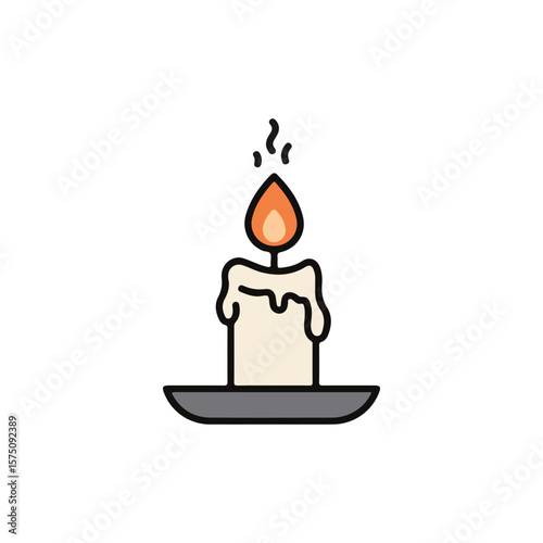 Candle with Thin Smoke icon – Altar and Church Candles flat Vector illustration