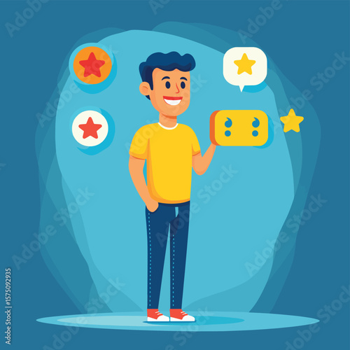 Customer feedback giving rating based on experience or quality from product and service