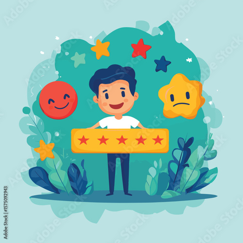 Customer feedback giving rating based on experience or quality from product and service