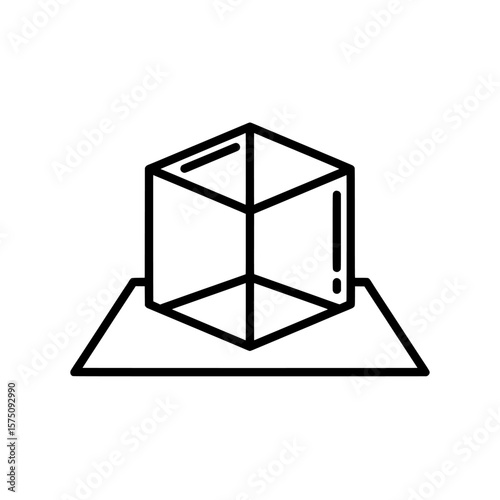 3D cube on flat surface with perspective view for modern applications