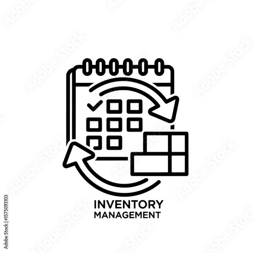 Checklist for inventory management with arrows illustrating process