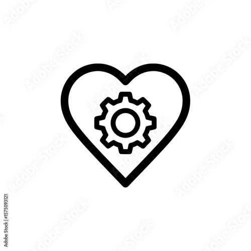 Heart and gear symbol representing love for technology or engineering