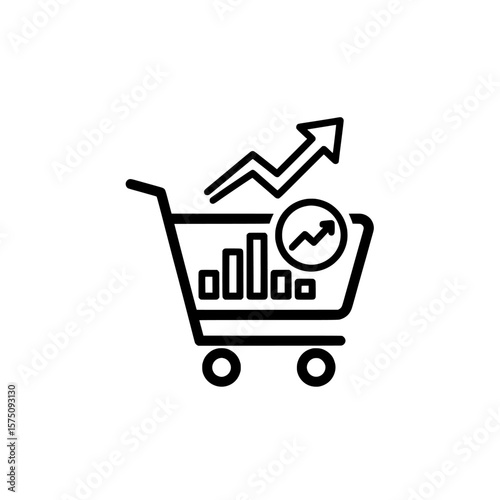 Shopping cart with growth chart and upward trend symbol