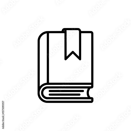 Minimalistic open book with bookmark for educational content or information