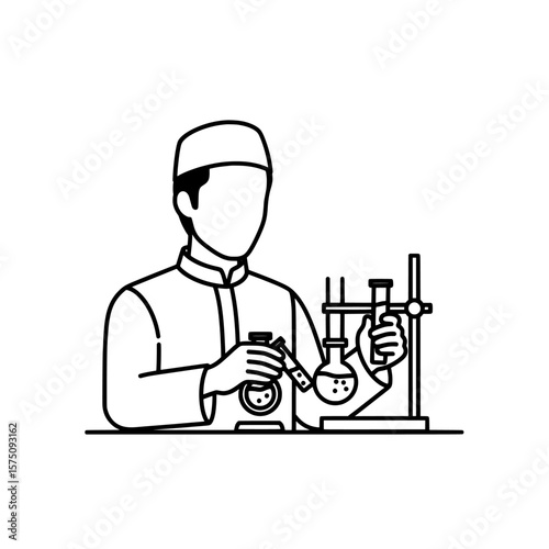 Scientist conducting experiments with laboratory glassware