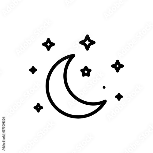 Moon and stars silhouette for nighttime theme and ambiance