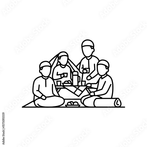 Group of people enjoying a picnic together on a sunny day