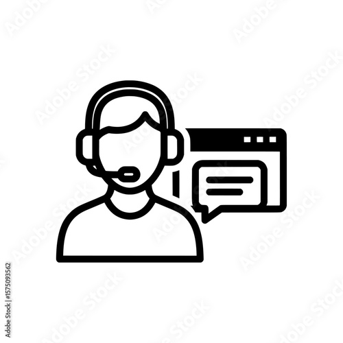Customer support representative with chat window and headset
