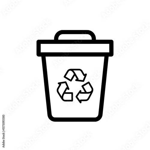 Recycling bin icon with symbol for waste disposal and sustainability