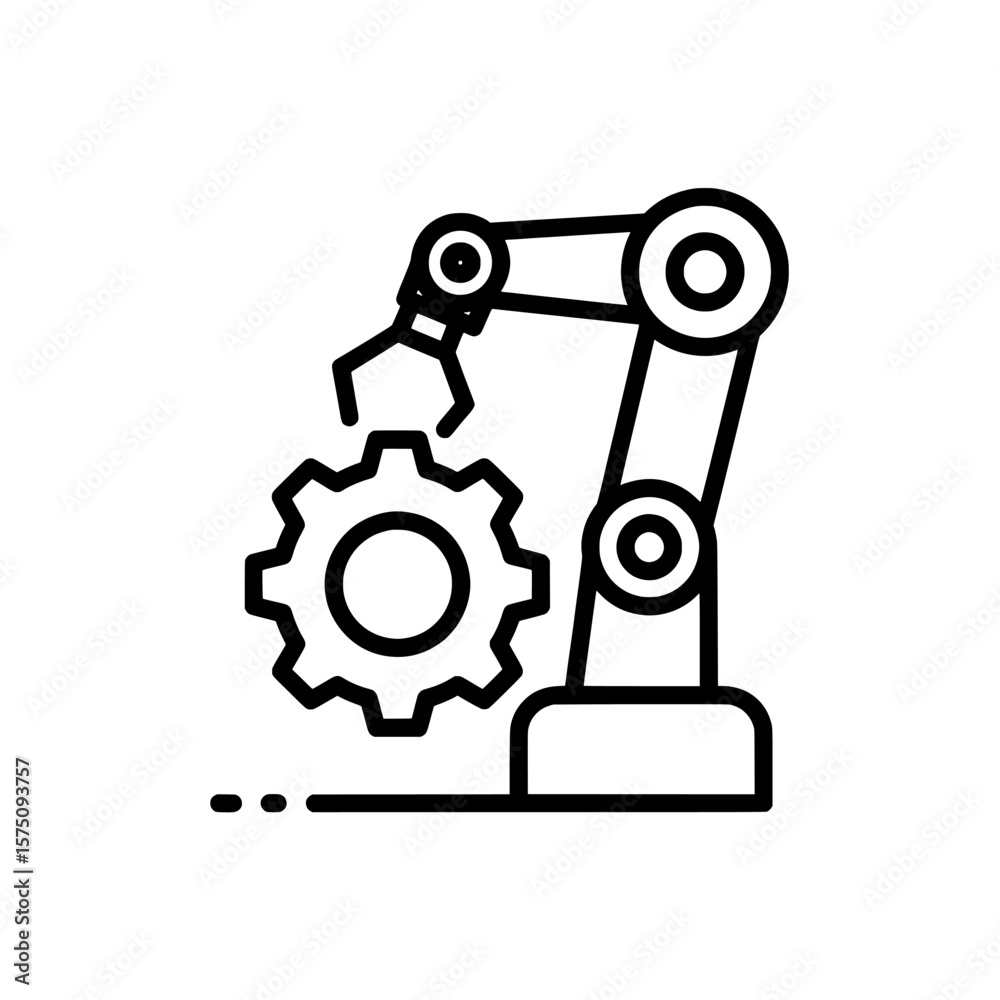 Fototapeta premium Industrial robotic arm holding gear for automation tasks